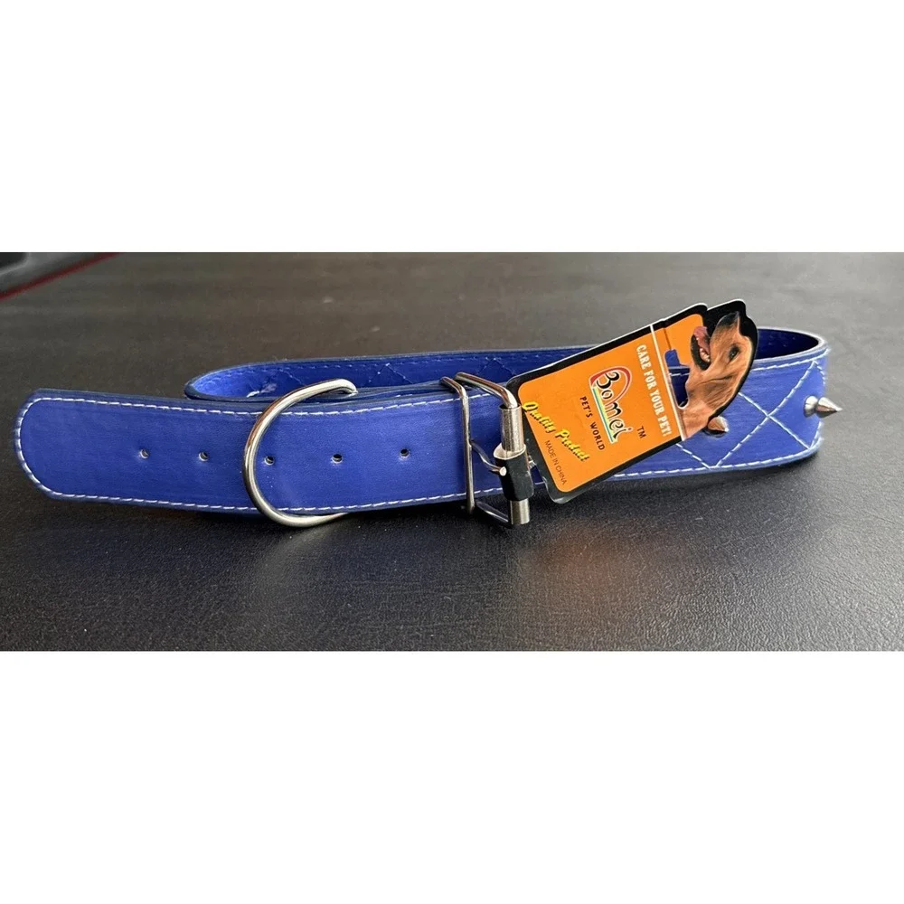 Come Blue Spiked Dog Collar Large